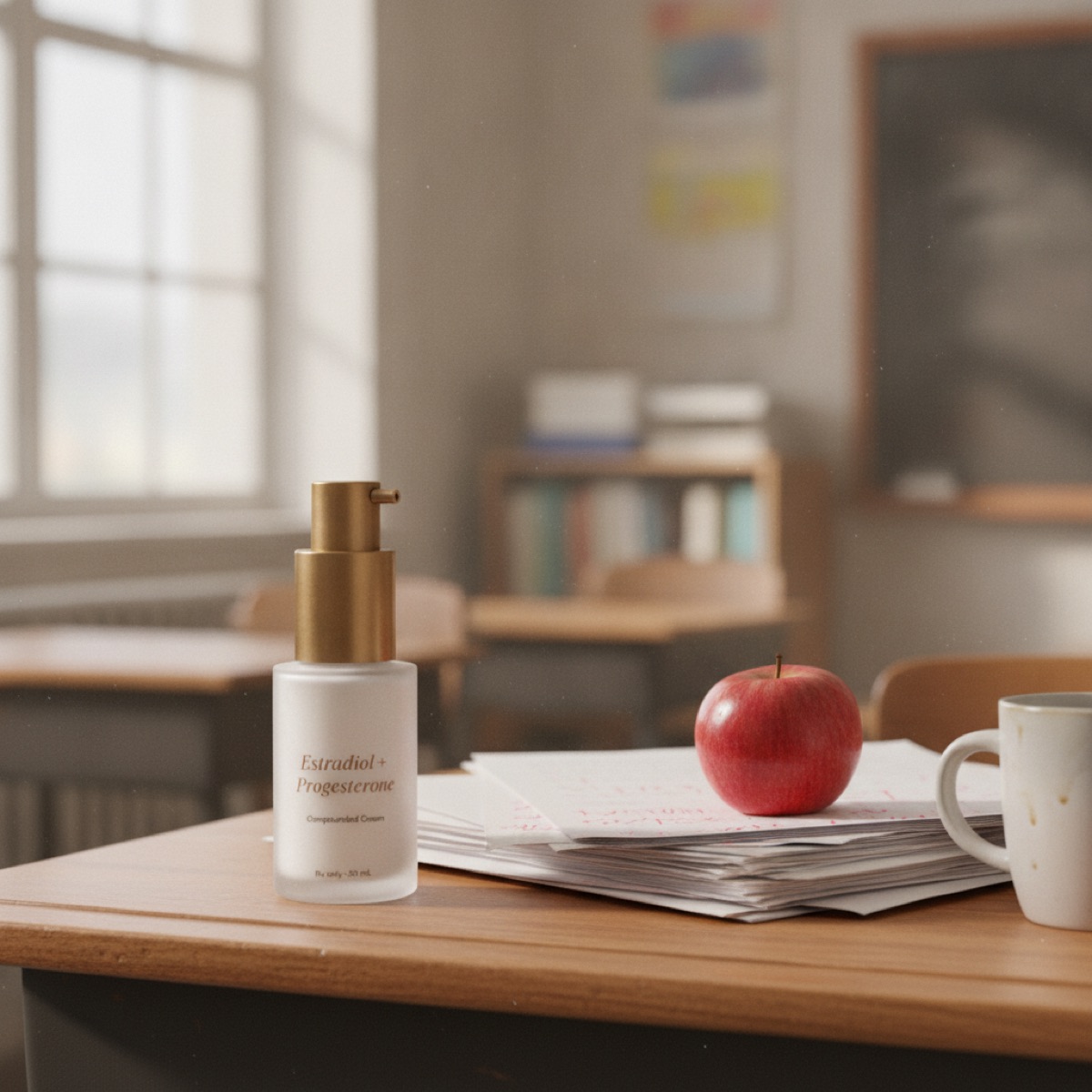 Menova cream on a teacher's desk